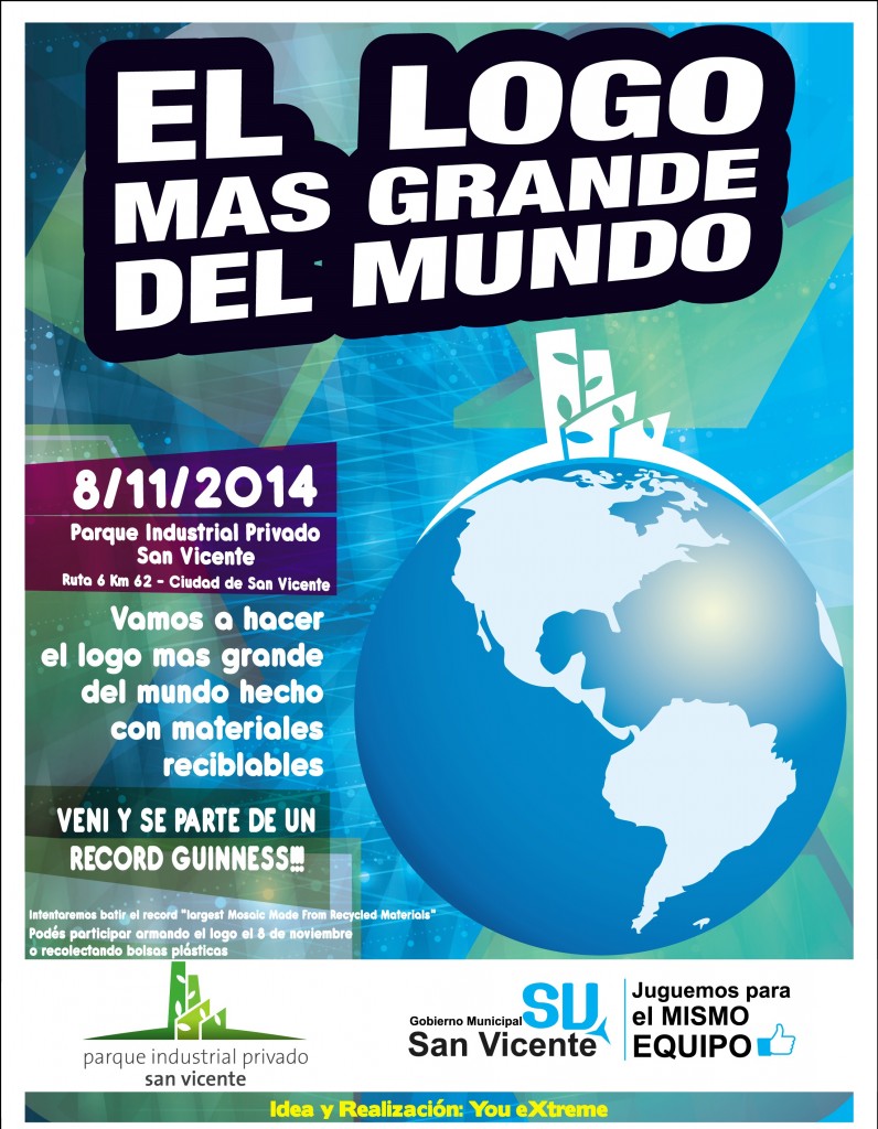 San Vicente haá el logo más grande del mundo con materiales reciclados 